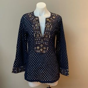 LAST CHANCE -Boston Proper - Navy Blue color -Embellished Tunic/Swimsuit Cover